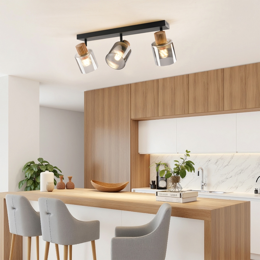 Brilagi - Σποτ φωτιστικό HYGGE 3xE14/15W/230V μαύρο/καπνιστό