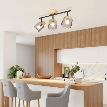 Brilagi - Σποτ φωτιστικό HYGGE 3xE14/15W/230V μαύρο/καπνιστό