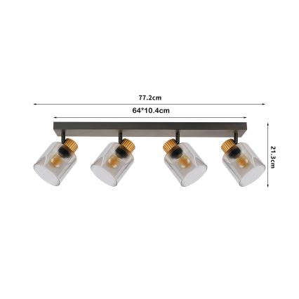 Brilagi - Σποτ φωτιστικό HYGGE 3xE14/15W/230V μαύρο/καπνιστό