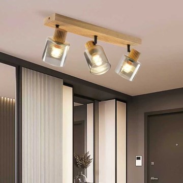 Brilagi - Σποτ φωτιστικό HYGGE 3xE14/15W/230V ξύλο/καπνιστό