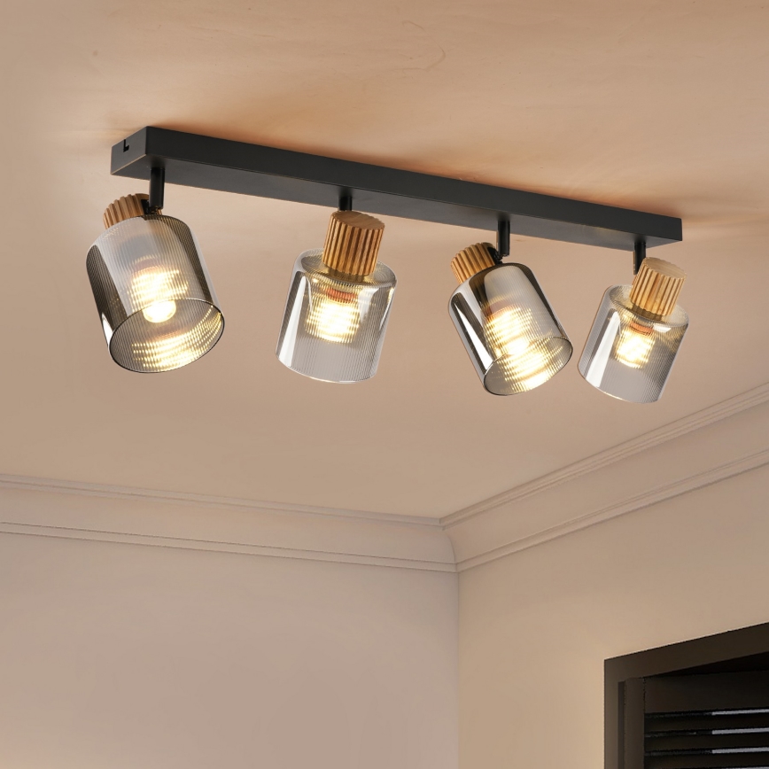 Brilagi - Σποτ φωτιστικό HYGGE 4xE14/15W/230V μαύρο/καπνιστό