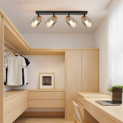 Brilagi - Σποτ φωτιστικό HYGGE 4xE14/15W/230V μαύρο/καπνιστό