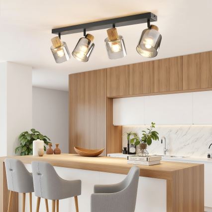 Brilagi - Σποτ φωτιστικό HYGGE 4xE14/15W/230V μαύρο/καπνιστό