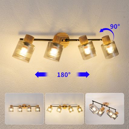 Brilagi - Σποτ φωτιστικό HYGGE 4xE14/15W/230V ξύλινο/καπνιστό