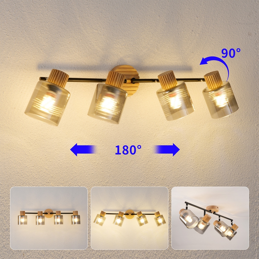 Brilagi - Σποτ φωτιστικό HYGGE 4xE14/15W/230V ξύλινο/καπνιστό