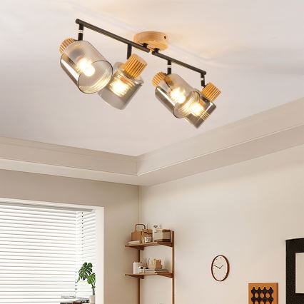 Brilagi - Σποτ φωτιστικό HYGGE 4xE14/15W/230V ξύλινο/καπνιστό