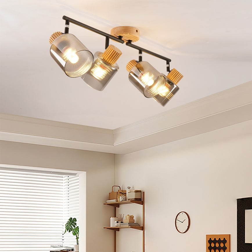 Brilagi - Σποτ φωτιστικό HYGGE 4xE14/15W/230V ξύλινο/καπνιστό