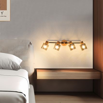 Brilagi - Σποτ φωτιστικό HYGGE 4xE14/15W/230V ξύλινο/καπνιστό