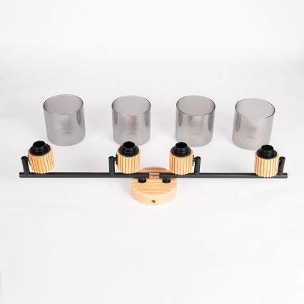 Brilagi - Σποτ φωτιστικό HYGGE 4xE14/15W/230V ξύλινο/καπνιστό