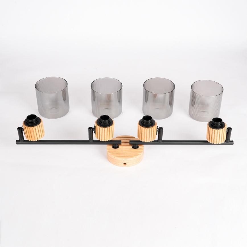 Brilagi - Σποτ φωτιστικό HYGGE 4xE14/15W/230V ξύλινο/καπνιστό