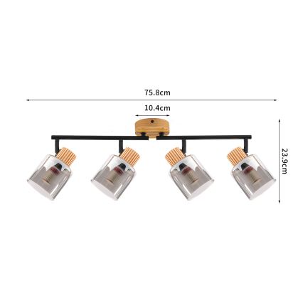 Brilagi - Σποτ φωτιστικό HYGGE 4xE14/15W/230V ξύλινο/καπνιστό