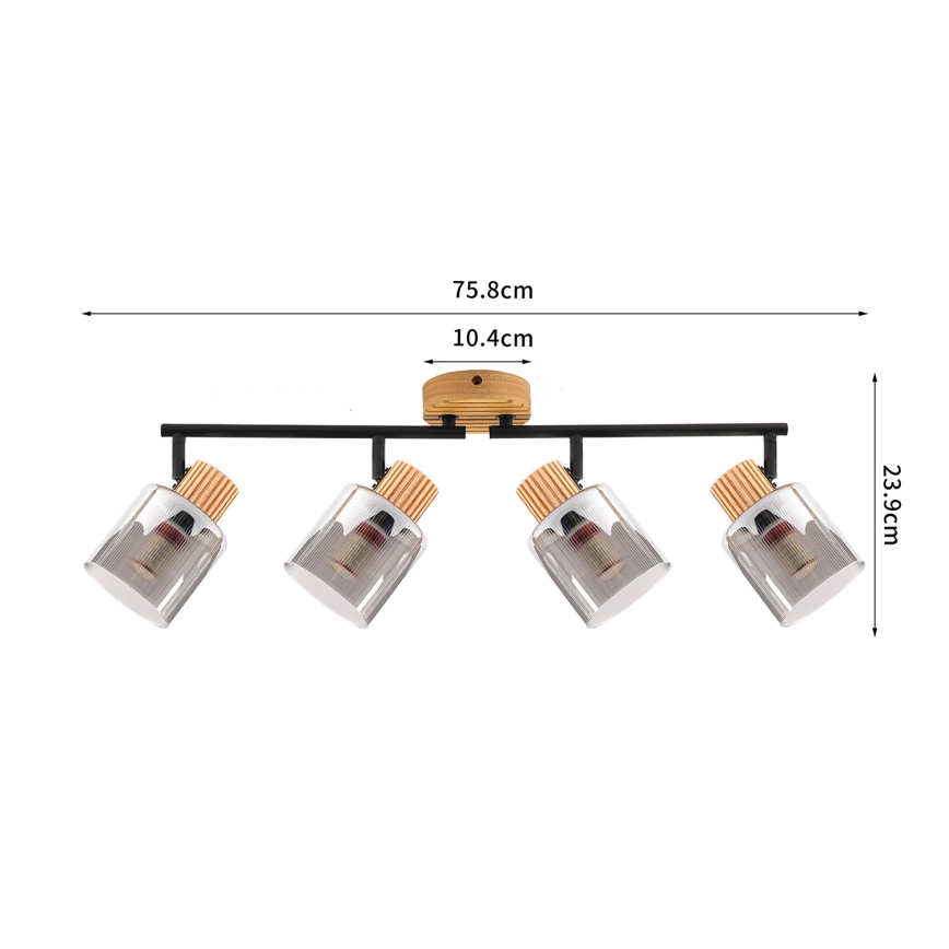Brilagi - Σποτ φωτιστικό HYGGE 4xE14/15W/230V ξύλινο/καπνιστό
