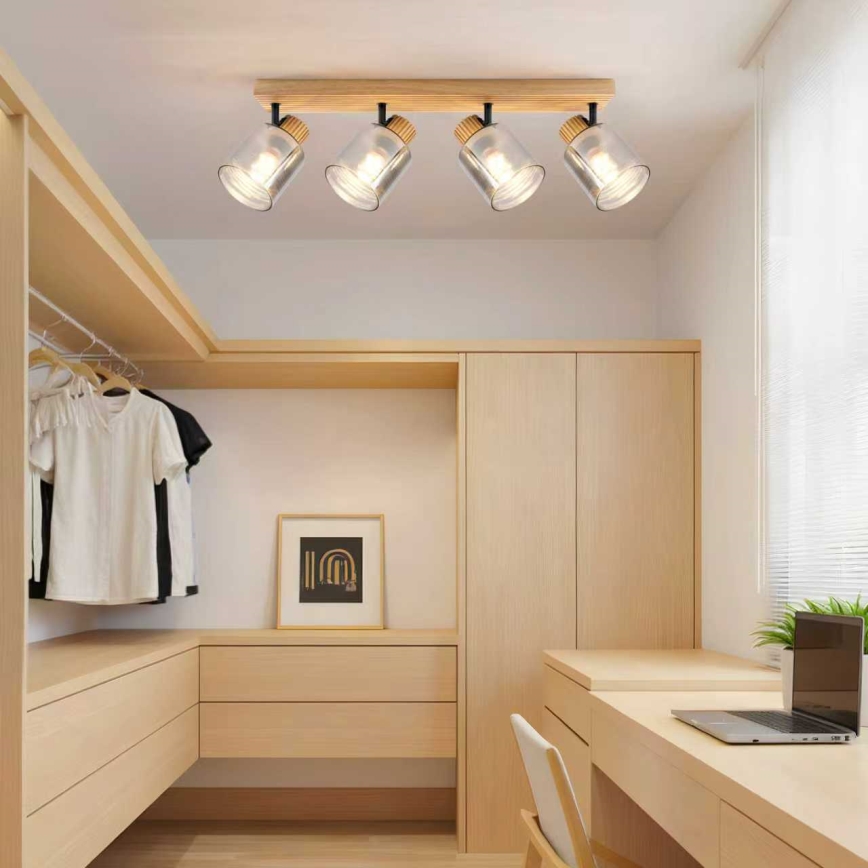 Brilagi - Σποτ φωτιστικό HYGGE 4xE14/15W/230V ξύλο/καπνιστό