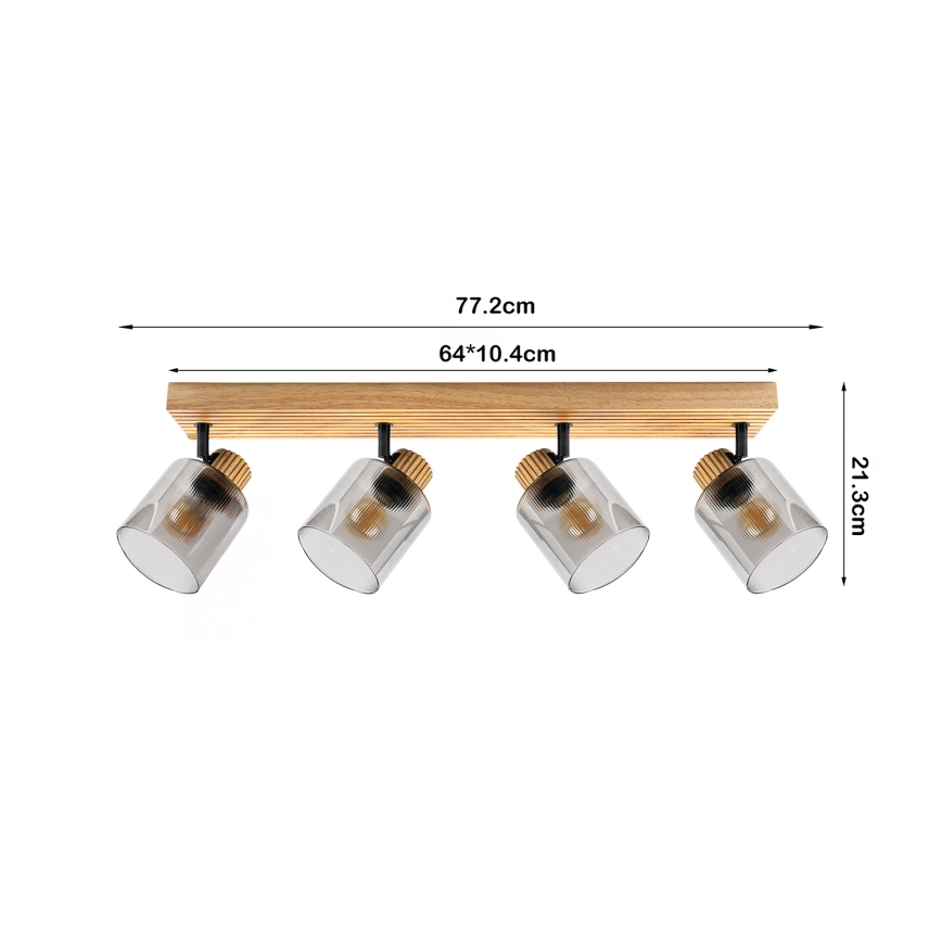Brilagi - Σποτ φωτιστικό HYGGE 4xE14/15W/230V ξύλο/καπνιστό
