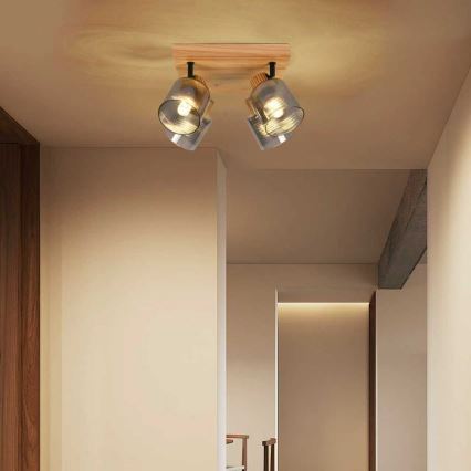 Brilagi - Σποτ φωτιστικό HYGGE 4xE14/15W/230V ξύλο/καπνιστό
