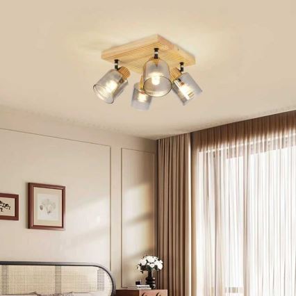 Brilagi - Σποτ φωτιστικό HYGGE 4xE14/15W/230V ξύλο/καπνιστό