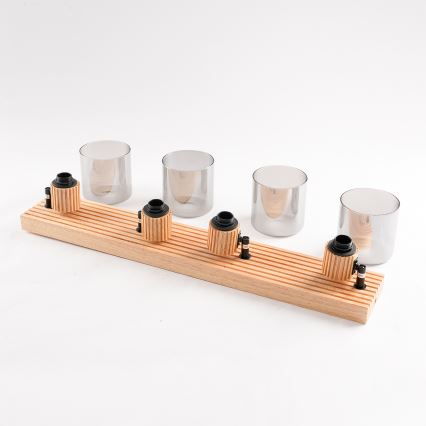 Brilagi - Σποτ φωτιστικό HYGGE 4xE14/15W/230V ξύλο καουτσούκ/καπνιστό