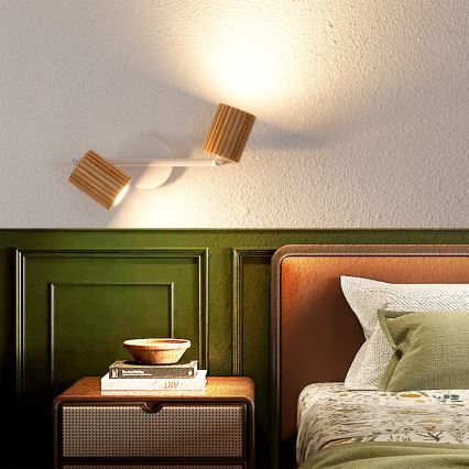 Brilagi - Σποτ φωτιστικό MODERN WOOD 2xGU10/8W/230V ξύλο καουτσούκ/λευκό