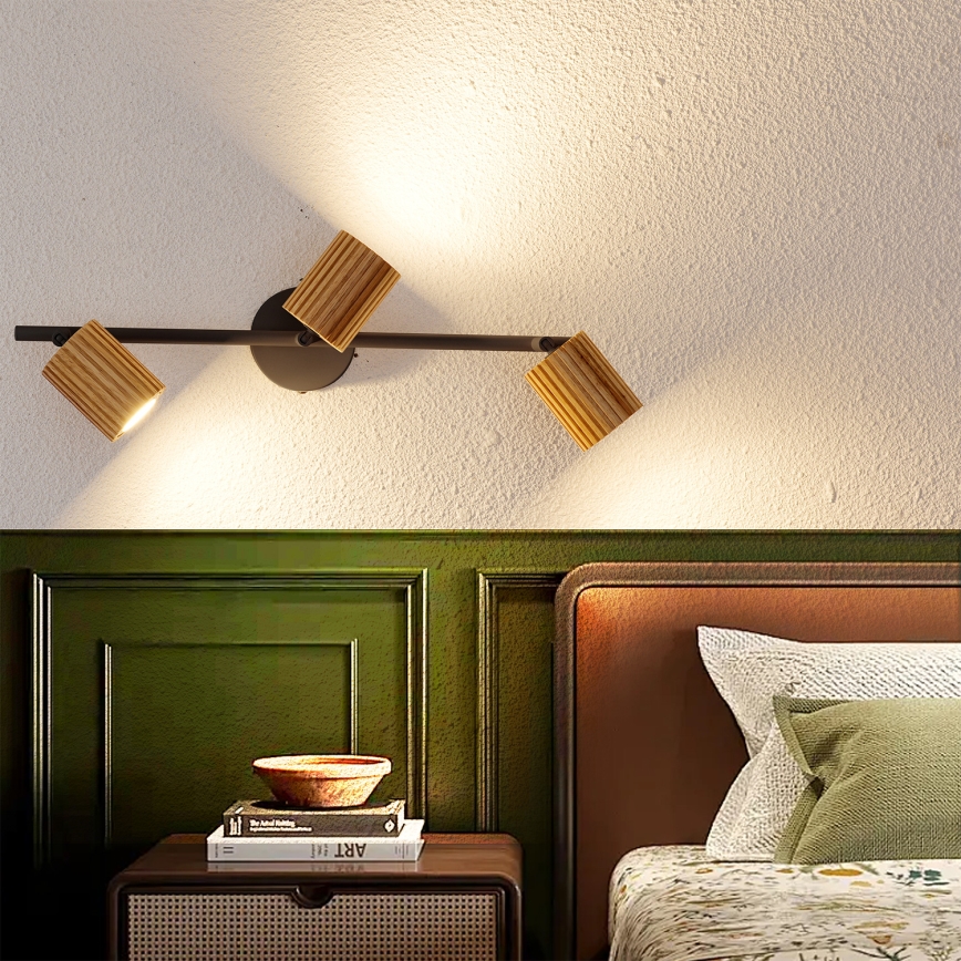 Brilagi - Σποτ φωτιστικό MODERN WOOD 3xGU10/8W/230V ξύλινο/μαύρο