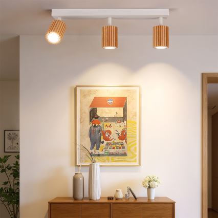 Brilagi - Σποτ φωτιστικό MODERN WOOD 3xGU10/8W/230V ξύλο/λευκό