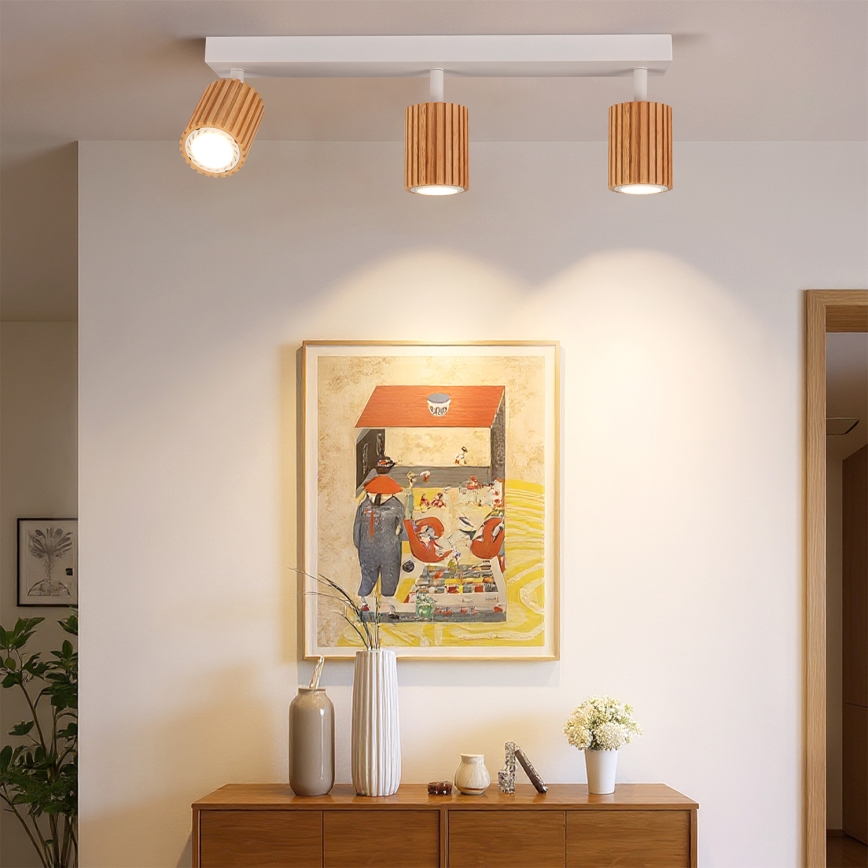 Brilagi - Σποτ φωτιστικό MODERN WOOD 3xGU10/8W/230V ξύλο/λευκό