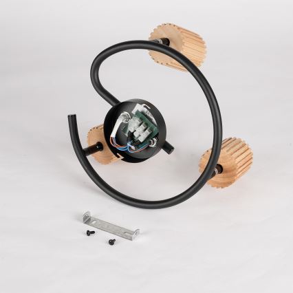 Brilagi - Σποτ φωτιστικό MODERN WOOD 3xGU10/8W/230V ξύλο καουτσούκου/μαύρο