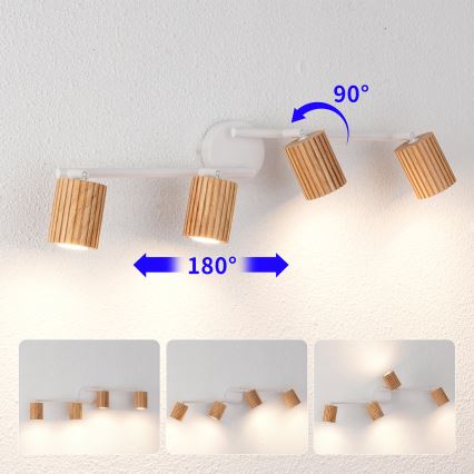 Brilagi - Σποτ φωτιστικό MODERN WOOD 4xGU10/8W/230V ξύλο/λευκό