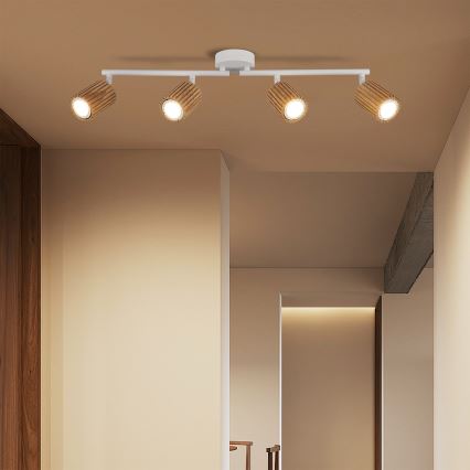 Brilagi - Σποτ φωτιστικό MODERN WOOD 4xGU10/8W/230V ξύλο/λευκό