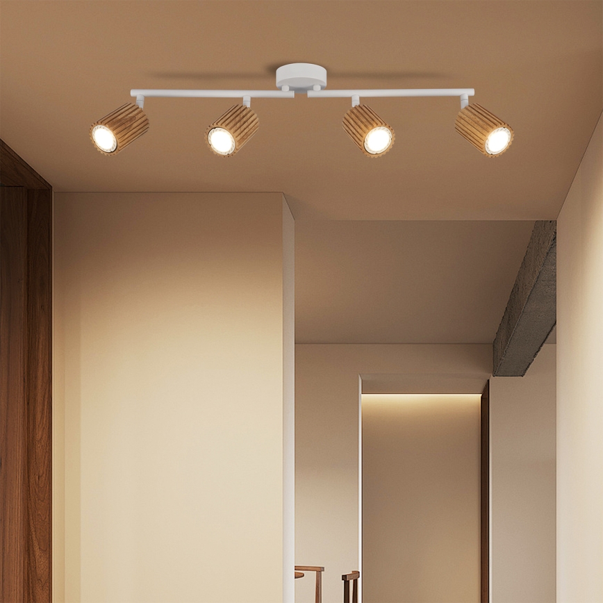 Brilagi - Σποτ φωτιστικό MODERN WOOD 4xGU10/8W/230V ξύλο/λευκό
