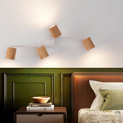 Brilagi - Σποτ φωτιστικό MODERN WOOD 4xGU10/8W/230V ξύλο/λευκό