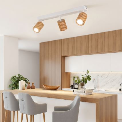 Brilagi - Σποτ φωτιστικό MODERN WOOD 4xGU10/8W/230V ξύλο/λευκό