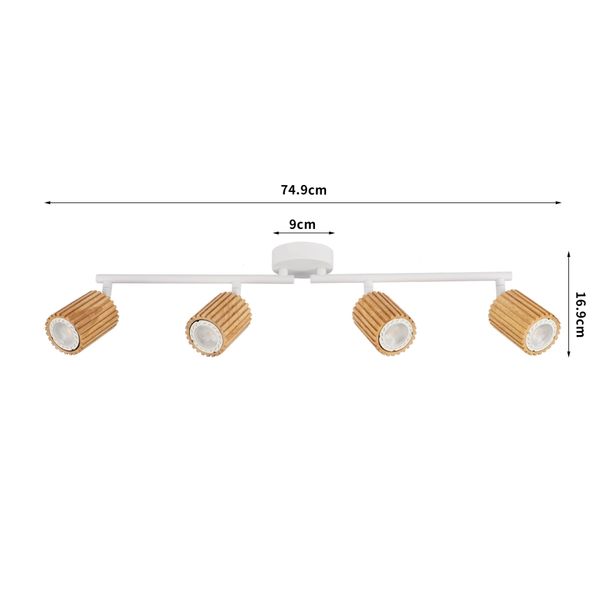 Brilagi - Σποτ φωτιστικό MODERN WOOD 4xGU10/8W/230V ξύλο/λευκό