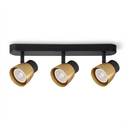 Brilagi - Σποτ φωτιστικό NUGGET 3xGU10/30W/230V μαύρο/χρυσό