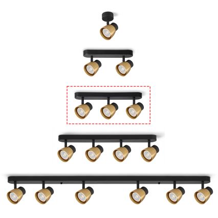 Brilagi - Σποτ φωτιστικό NUGGET 3xGU10/30W/230V μαύρο/χρυσό
