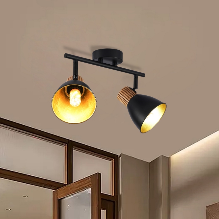 Brilagi - Σποτ φωτιστικό ODENSE 2xE14/10W/230V καουτσουκόξυλο/μαύρο