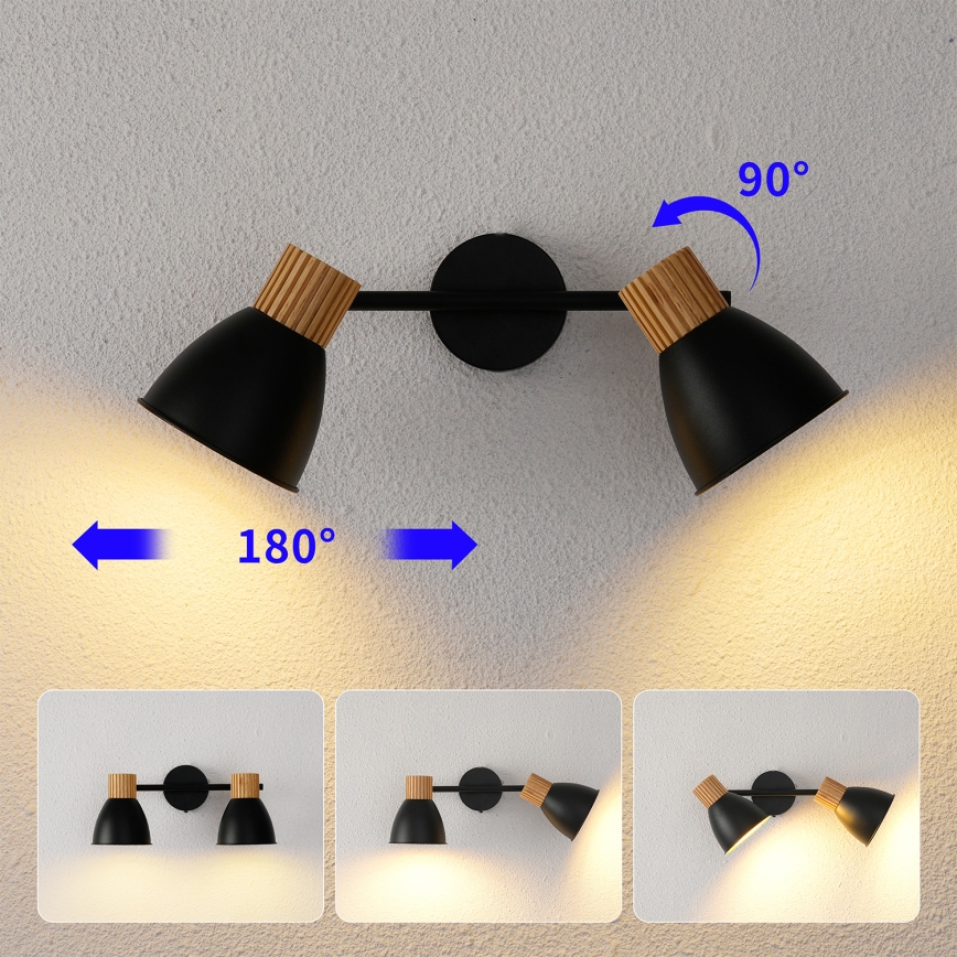 Brilagi - Σποτ φωτιστικό ODENSE 2xE14/10W/230V καουτσουκόξυλο/μαύρο