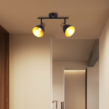 Brilagi - Σποτ φωτιστικό ODENSE 2xE14/10W/230V καουτσουκόξυλο/μαύρο