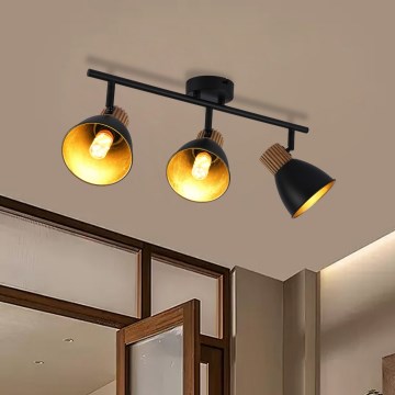 Brilagi - Σποτ φωτιστικό ODENSE 3xE14/10W/230V ξύλο καουτσούκ/μαύρο