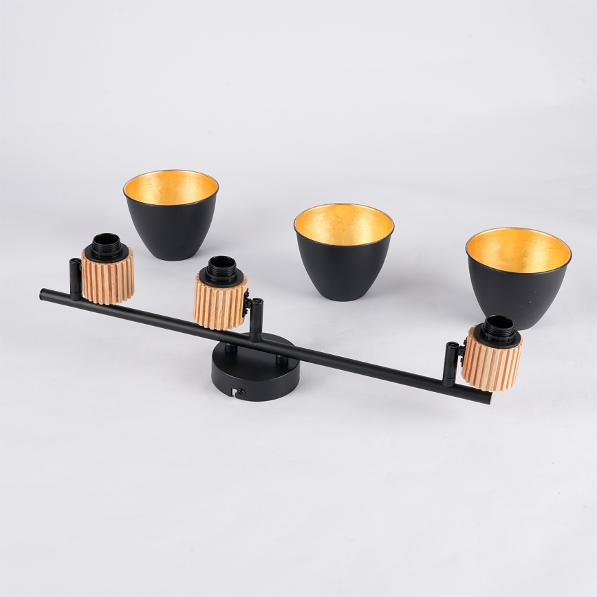 Brilagi - Σποτ φωτιστικό ODENSE 3xE14/10W/230V ξύλο καουτσούκ/μαύρο