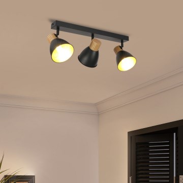 Brilagi - Σποτ φωτιστικό ODENSE 3xE14/10W/230V ξύλο/μαύρο