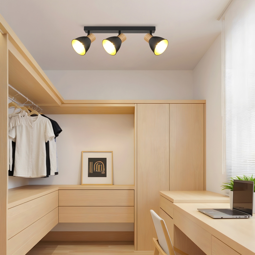 Brilagi - Σποτ φωτιστικό ODENSE 3xE14/10W/230V ξύλο/μαύρο