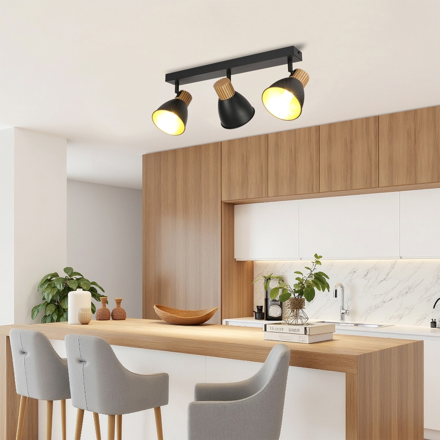 Brilagi - Σποτ φωτιστικό ODENSE 3xE14/10W/230V ξύλο/μαύρο