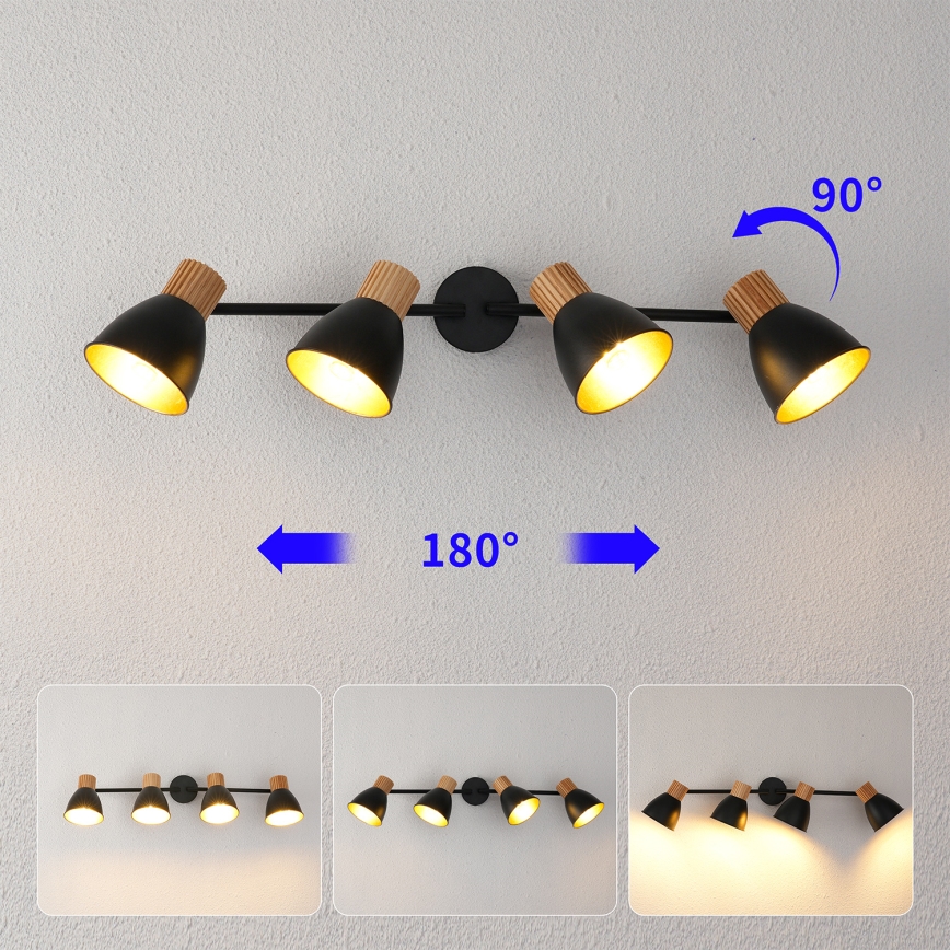 Brilagi - Σποτ φωτιστικό ODENSE 4xE14/10W/230V ξύλο καουτσούκ/μαύρο