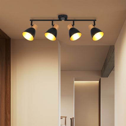 Brilagi - Σποτ φωτιστικό ODENSE 4xE14/10W/230V ξύλο καουτσούκ/μαύρο