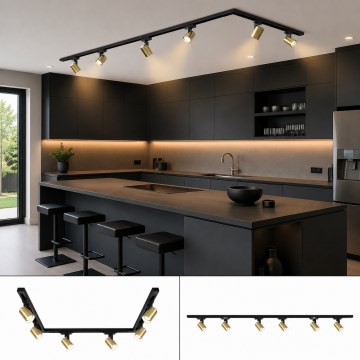 BRILAGI - Σποτ φωτιστικό σε σύστημα ράγας HUSKY 6xGU10/10W/230V 225 cm μαύρο/χρυσό