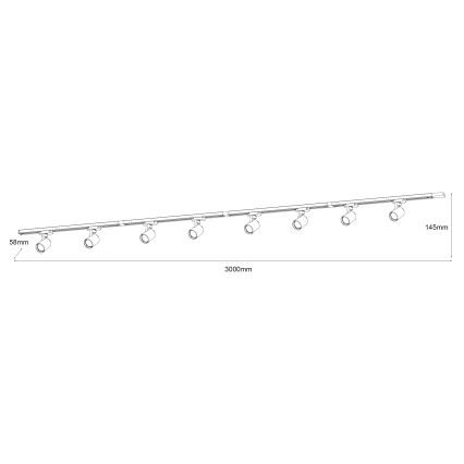 Brilagi - Σποτ φωτιστικό σε σύστημα ράγας HUSKY 8xGU10/10W/230V μαύρο