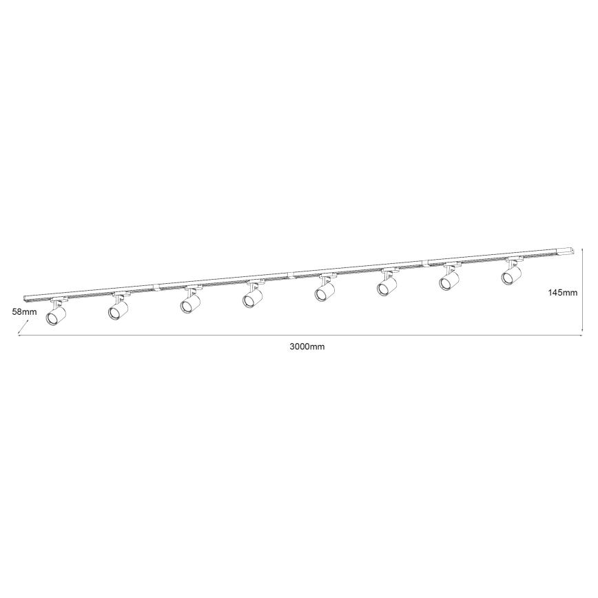 Brilagi - Σποτ φωτιστικό σε σύστημα ράγας HUSKY 8xGU10/10W/230V μαύρο