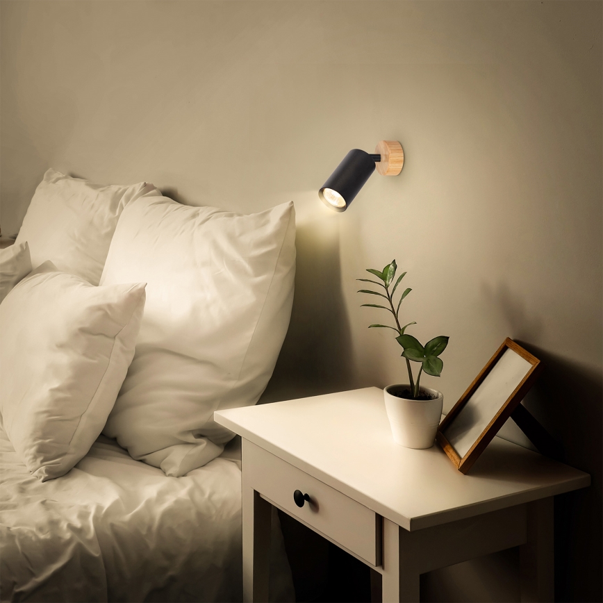 Brilagi - Σποτ φωτιστικό SELE 1xGU10/30W/230V μαύρο/φινίρισμα δρυός