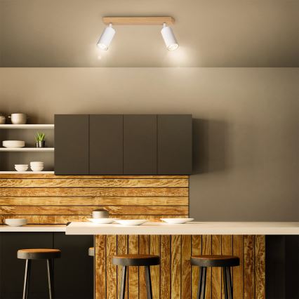 Brilagi - Σποτ φωτιστικό SELE 2xGU10/30W/230V λευκό/φινίρισμα δρυός