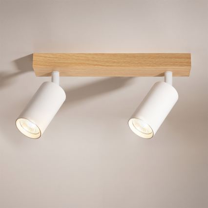 Brilagi - Σποτ φωτιστικό SELE 2xGU10/30W/230V λευκό/φινίρισμα δρυός